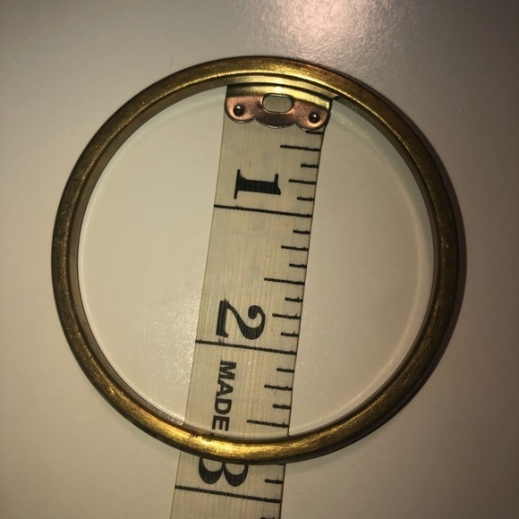 Vtg 70s brass & dyed bone inlay boho hippie stacking bangle 8” / 2.6” diameter - Picture 5 of 5